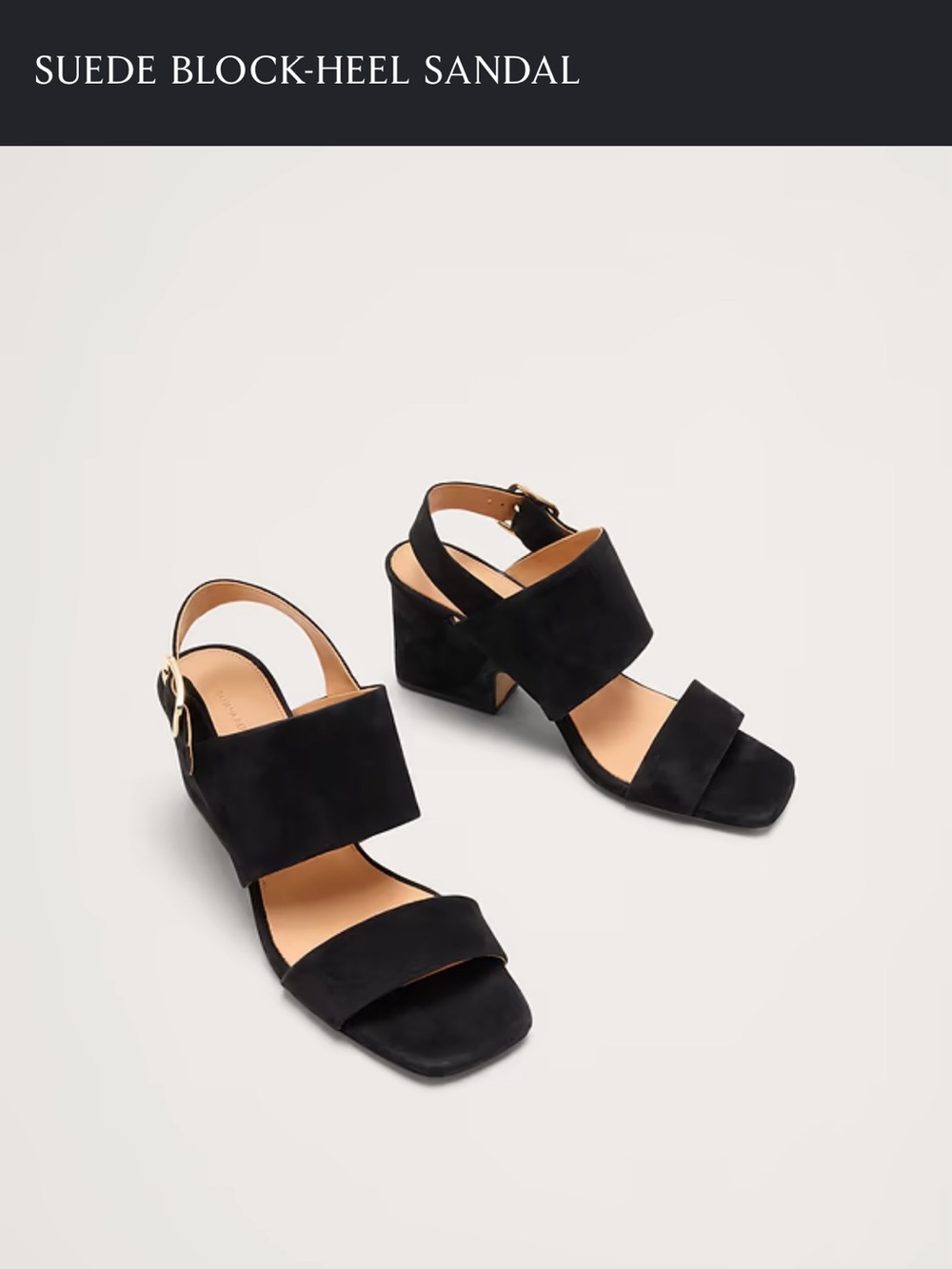 Banana Republic Black Suede Block-Heel Sandal
